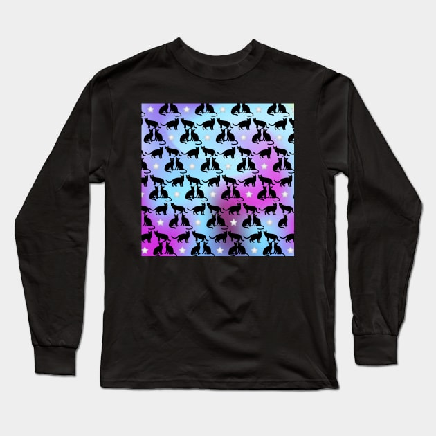 seamless cat pattern Long Sleeve T-Shirt by Eric Okore